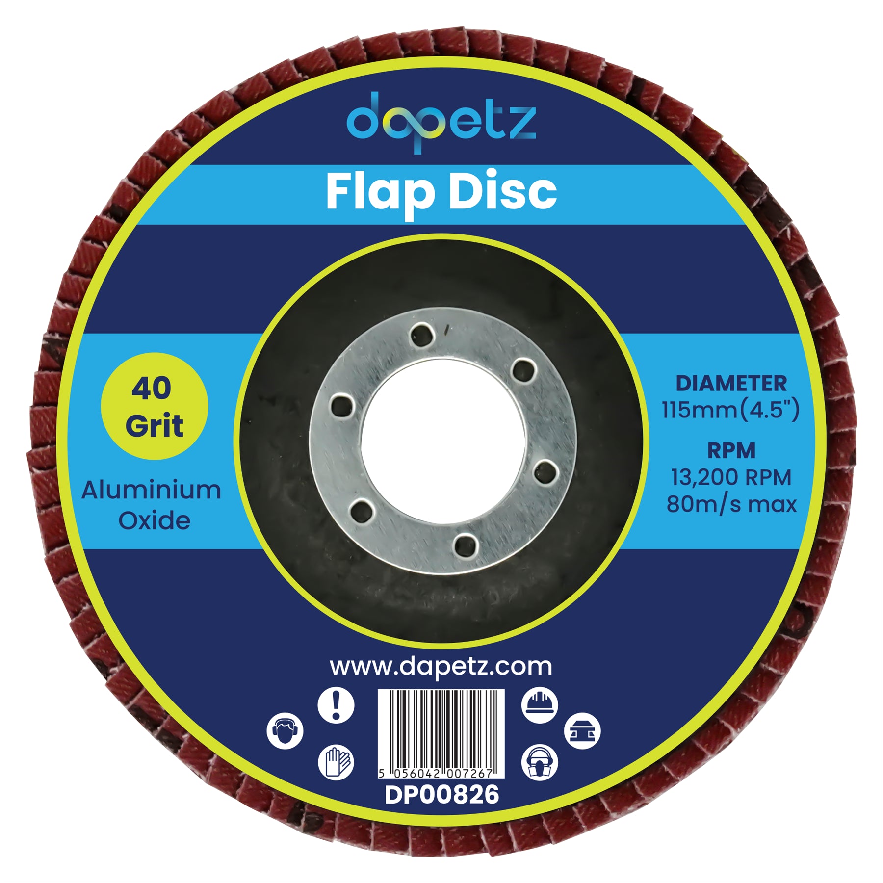Angle Grinder Flap Discs 115mm 40 Grit Aluminium By Dapetz