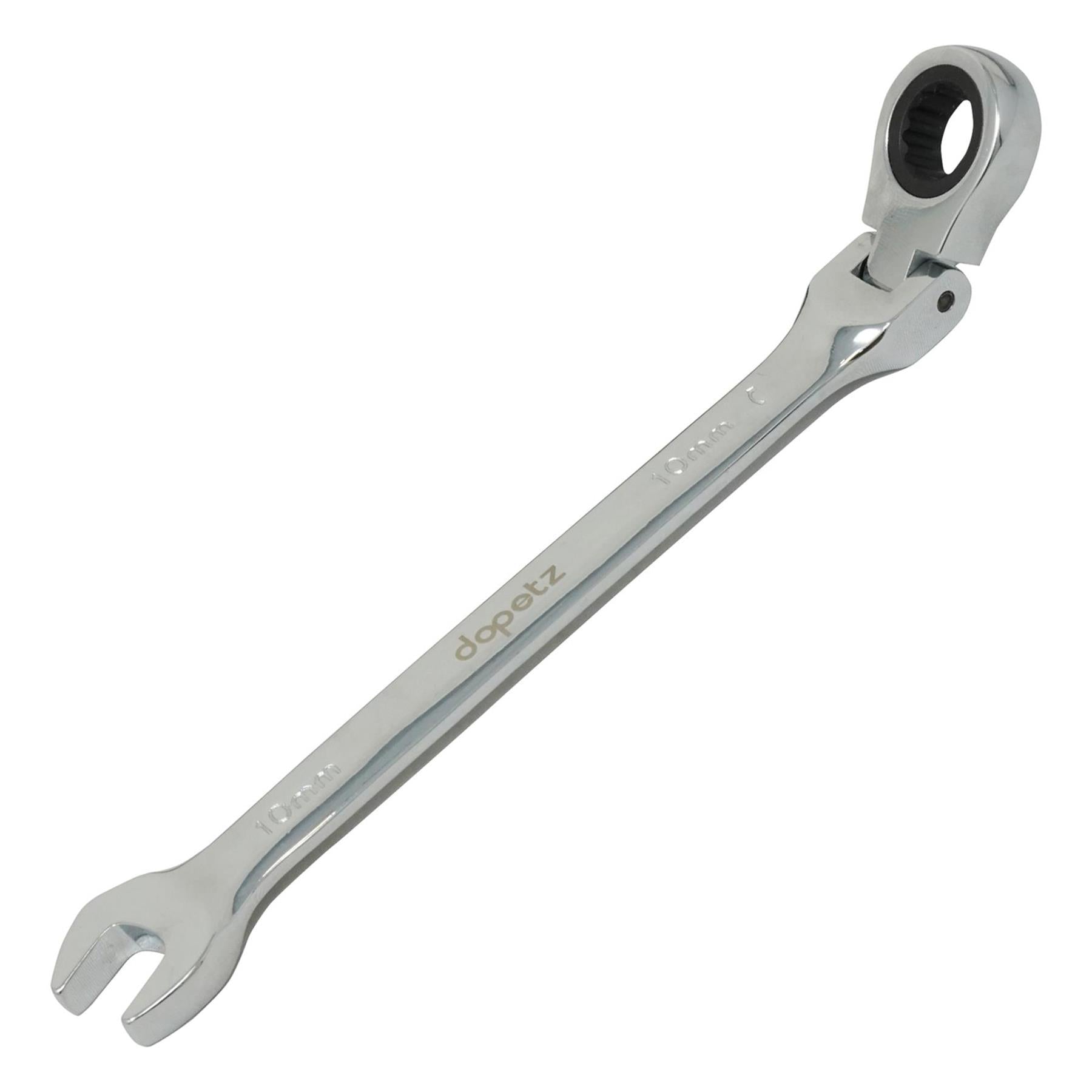 10mm Flexible Head Ratchet Metric Spanner Open End & Ring Chrome Plated for Corrosion Resistance By Dapetz - Image 2