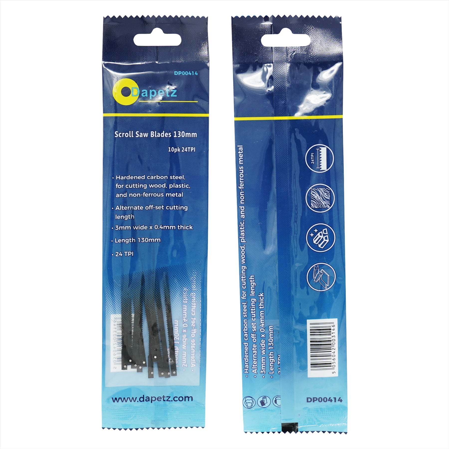 (Pack of 10) Scroll Saw Blades 24tpi 130mm by Dapetz - Dapetz