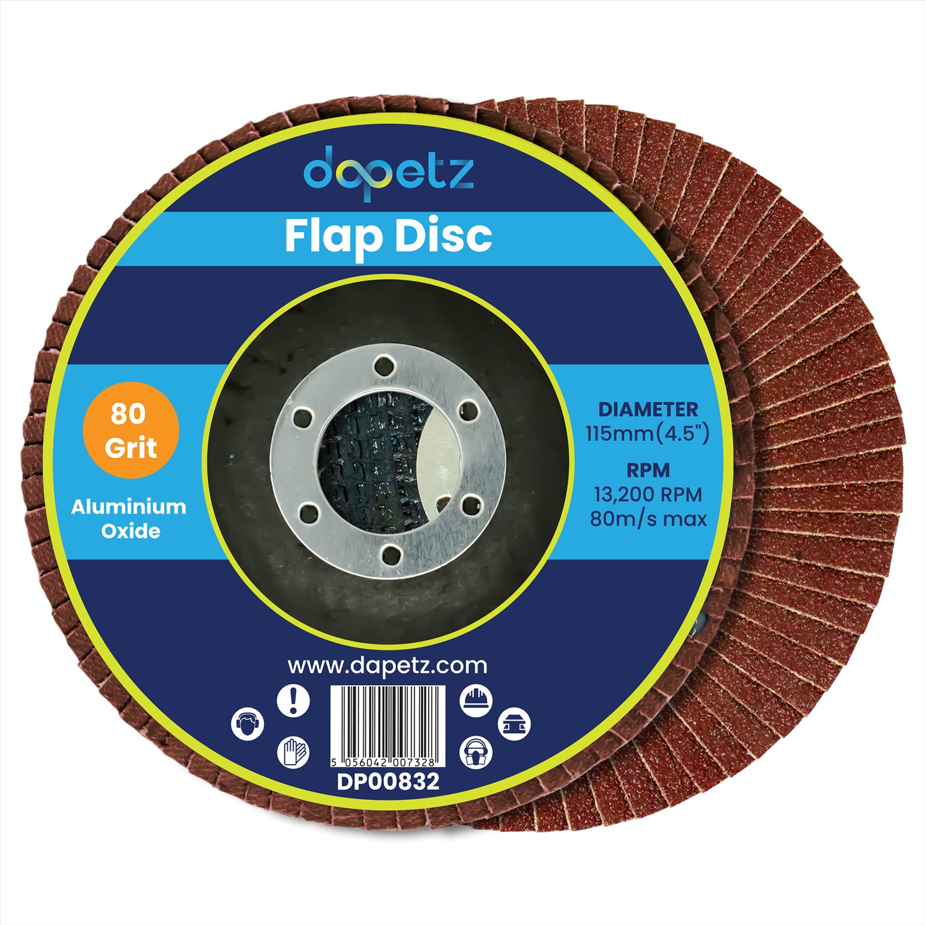 Angle Grinder Aluminium Oxide FLAP DISCS Grinding Wheels 115mm 4.5'' 80 Grit 5 PC By Daptez - Image 3