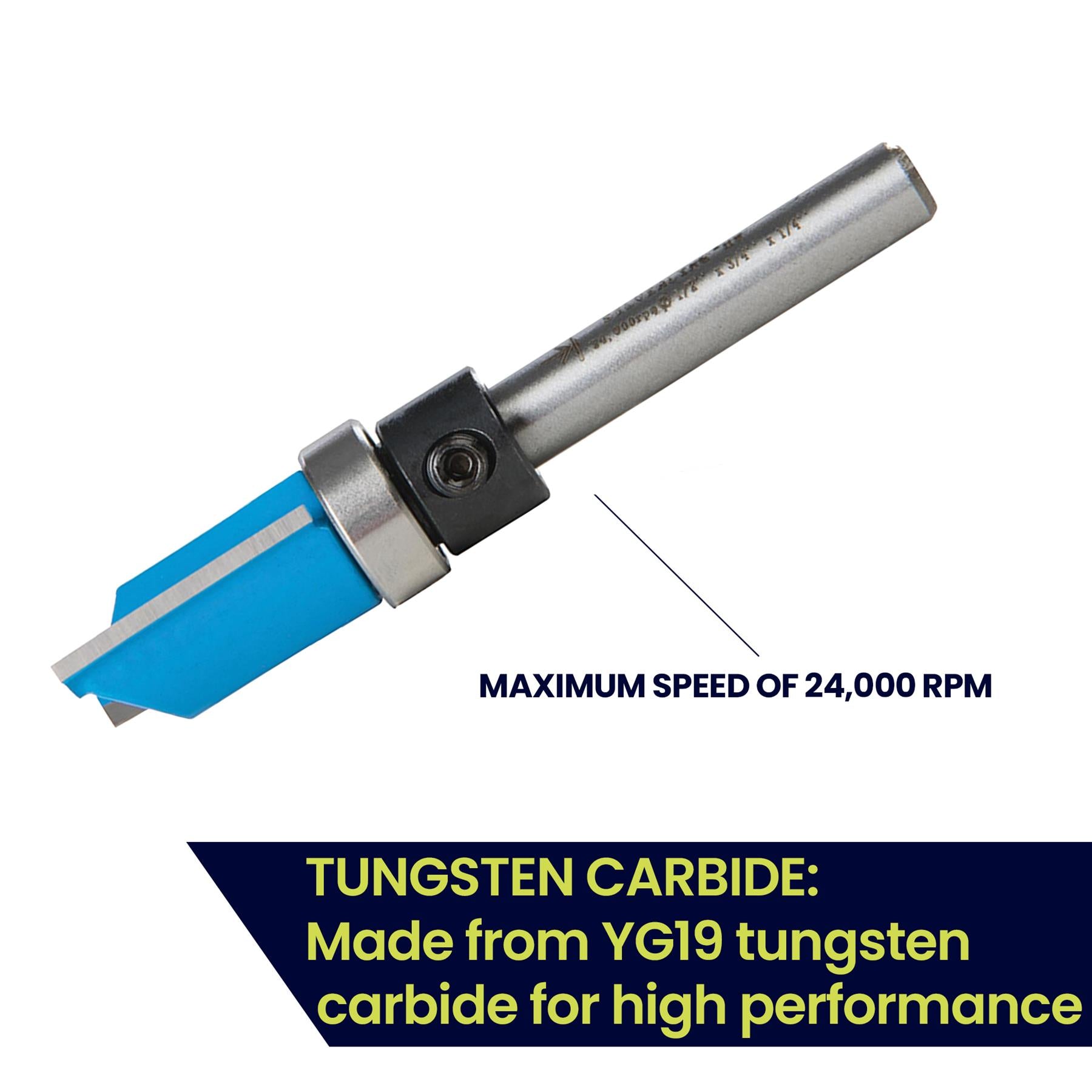 1/4" inch Shank Template Cutter Router Bit TCT 1/2" x 3/4" x 1/2"Twin Fluted Jig - Image 2