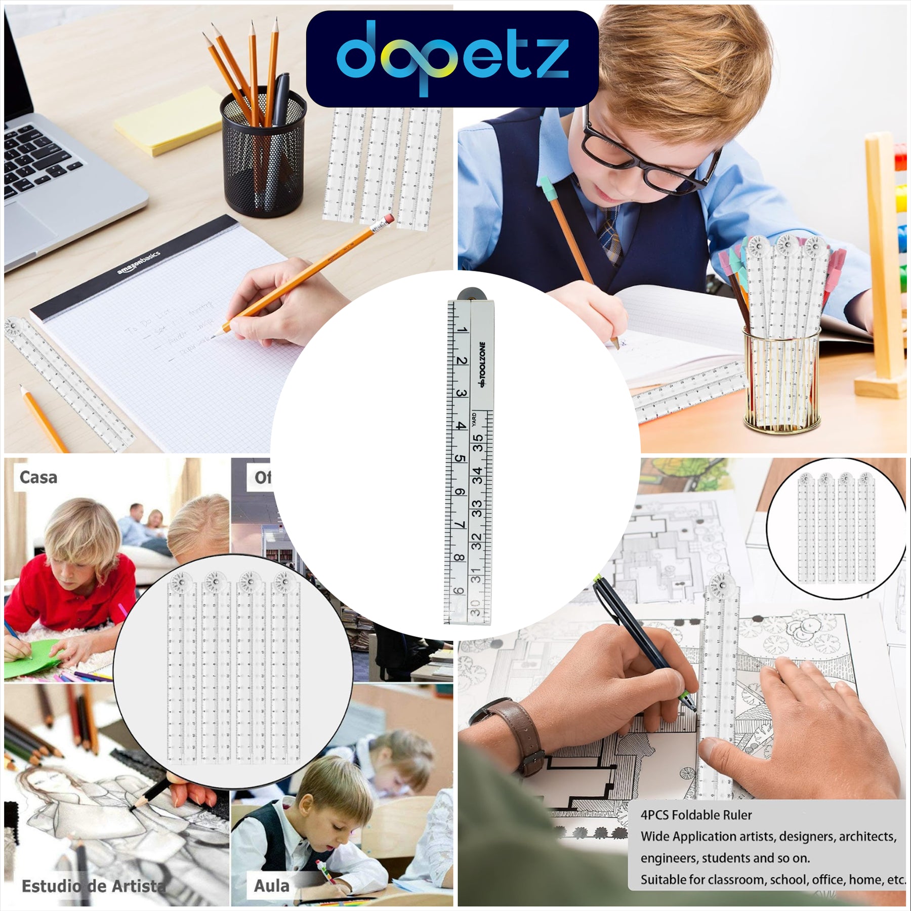 1m Folding Ruler Plastic Rule Measure 3ft Yellow 1000mm - Image 9