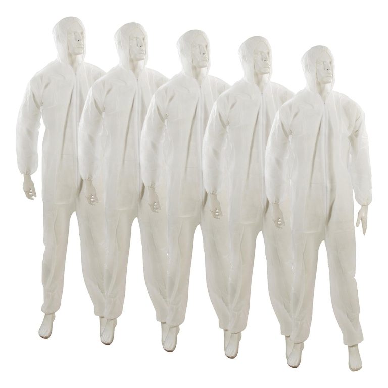 XXL Disposable Paper Suit Protective Coveralls 5-Pack, 146cm (58″) Durable & Breathable by Dapetz