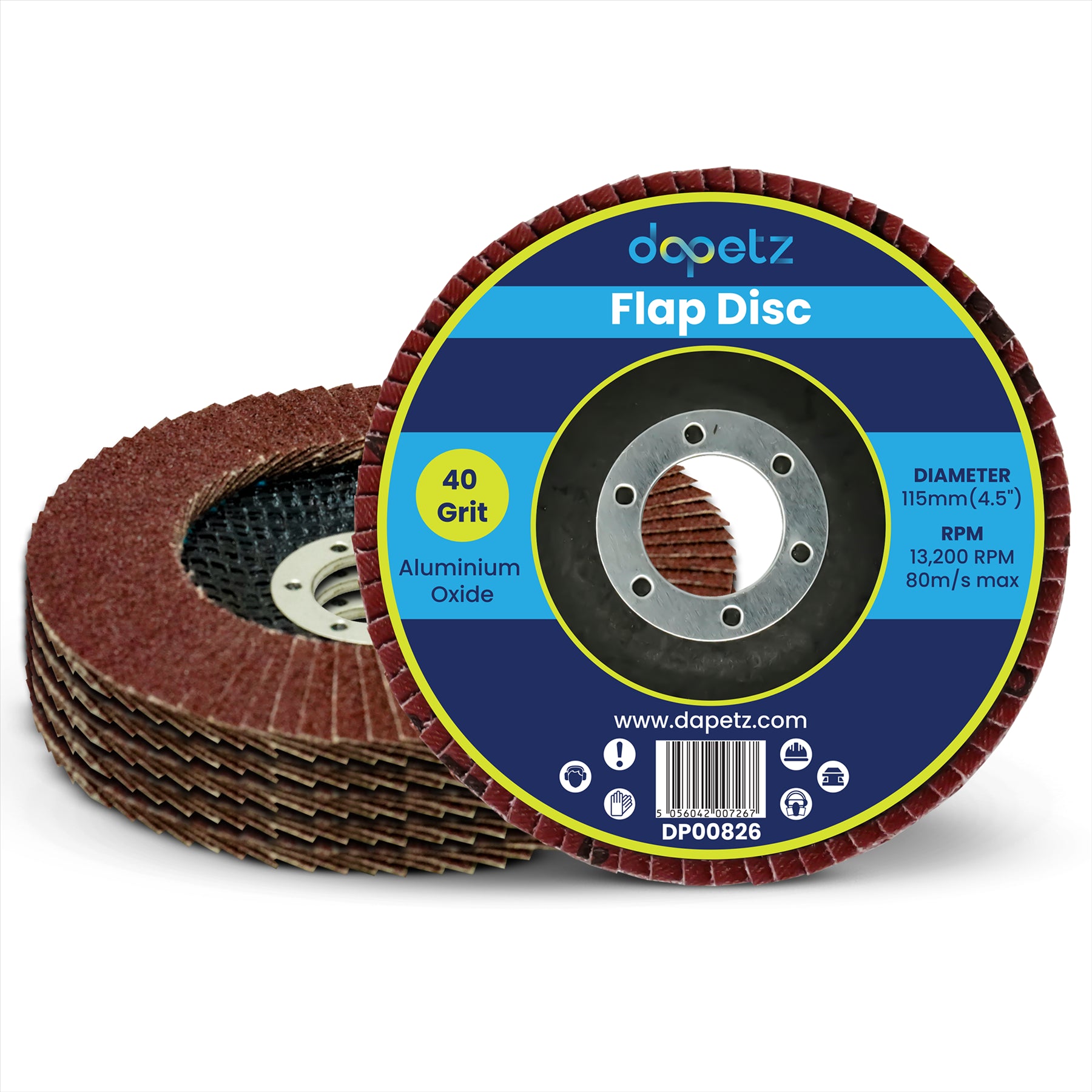 Angle Grinder Flap Discs 115mm 40 Grit Aluminium By Dapetz - Image 3