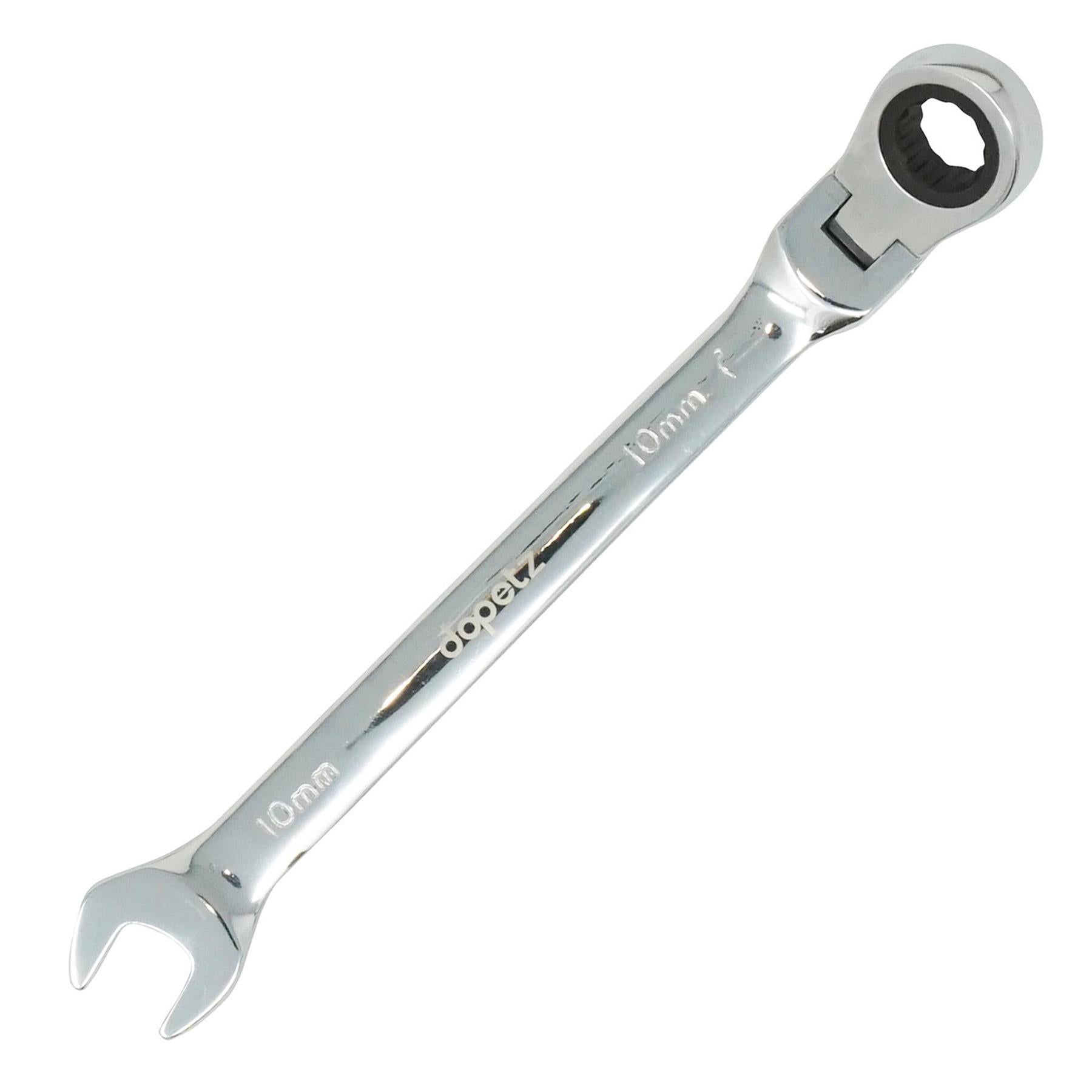 10mm Flexible Head Ratchet Metric Spanner Open End & Ring Chrome Plated for Corrosion Resistance By Dapetz - Image 4