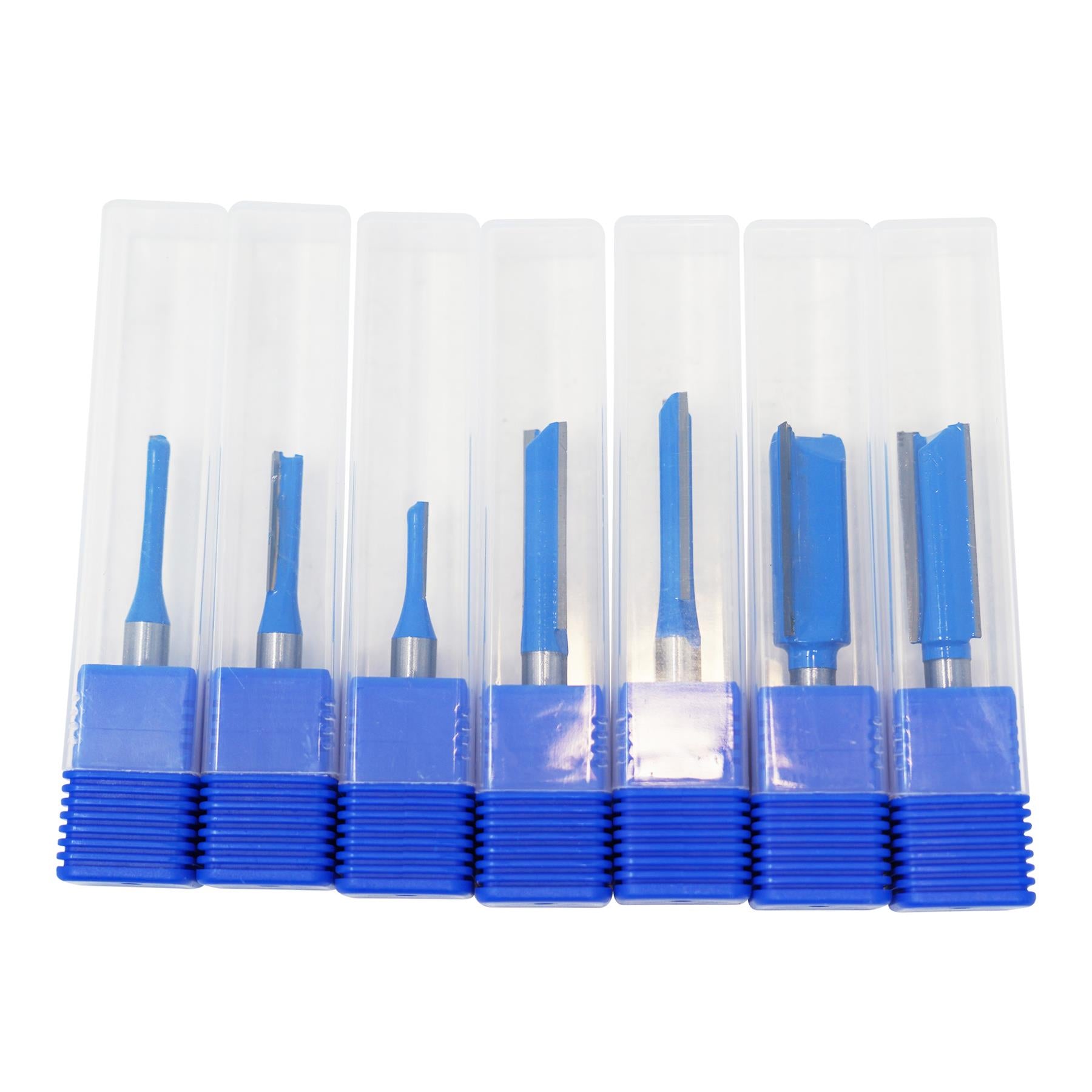 7Pcs Single Double Flute Straight Router Bit Set 1/4" Shank Woodworking Grove - Image 2