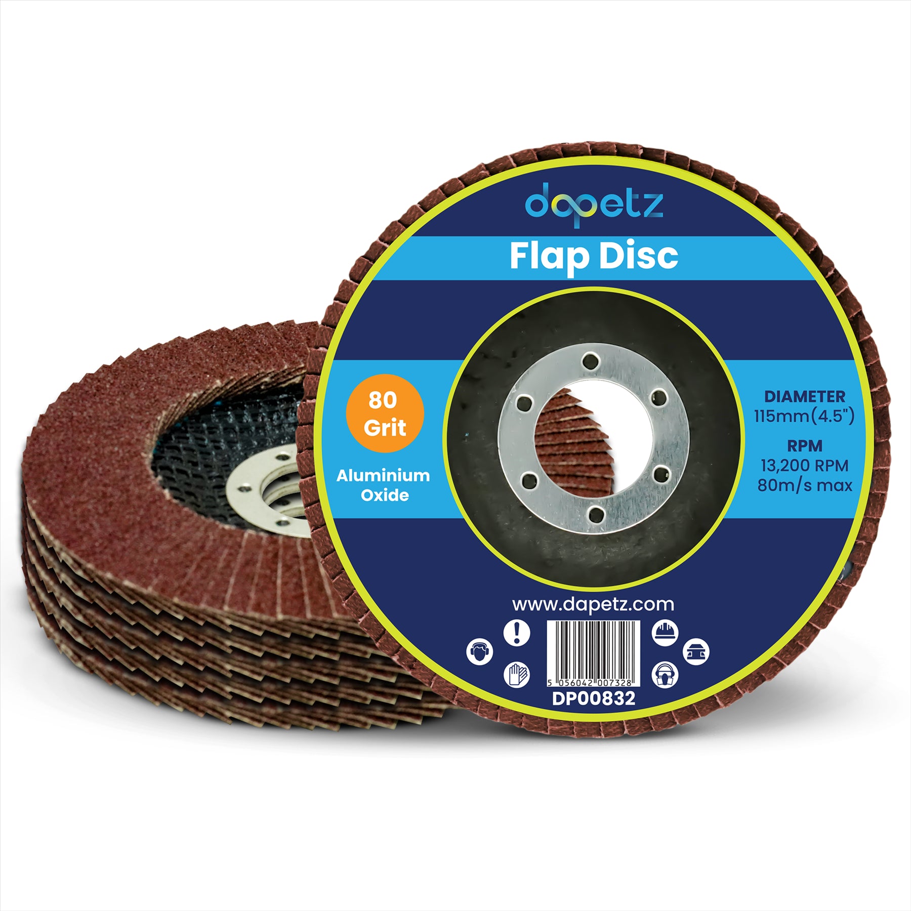Angle Grinder Aluminium Oxide FLAP DISCS Grinding Wheels 115mm 4.5'' 80 Grit 5 PC By Daptez - Image 8