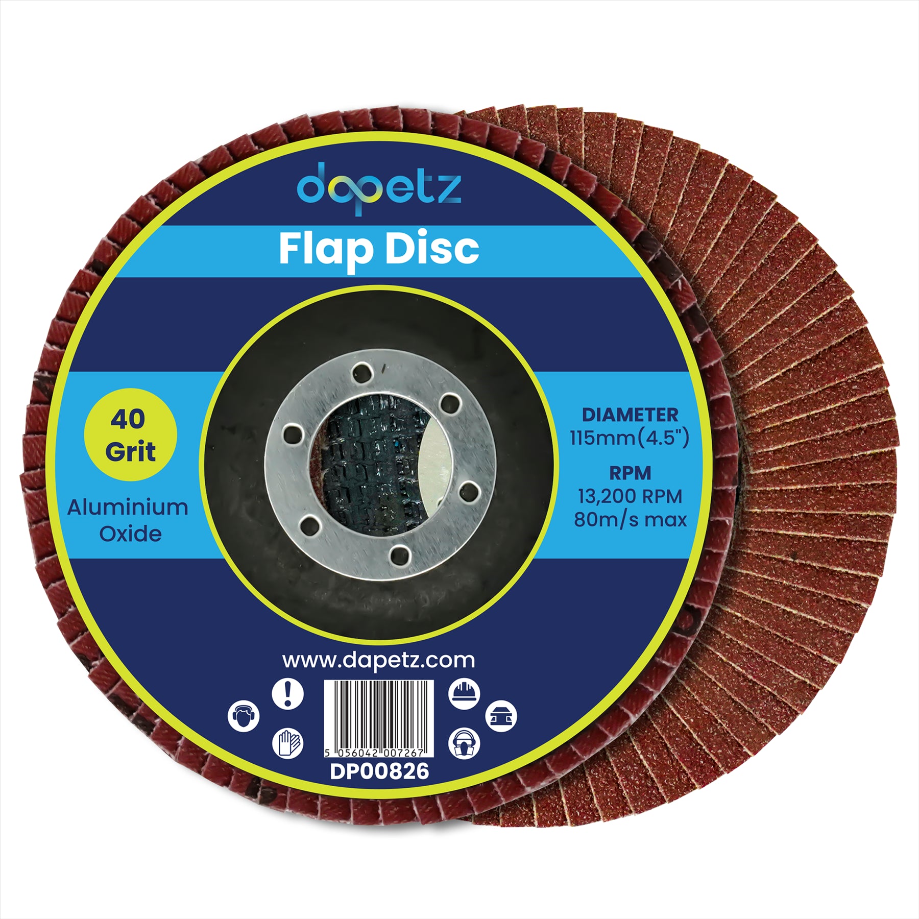 Angle Grinder Flap Discs 115mm 40 Grit Aluminium By Dapetz - Image 4