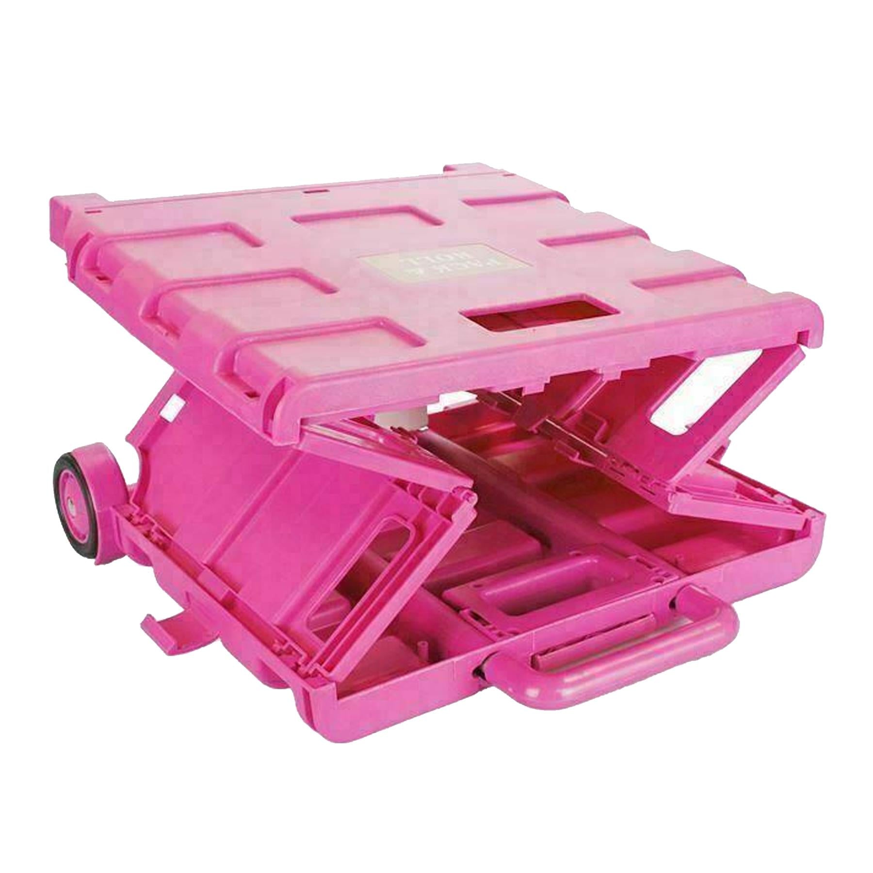 Dapetz Folding Shopping Trolley Foldable Cart Boot Fold Up Storage Box Crate 25kg Load Capacity - Pink - Image 5