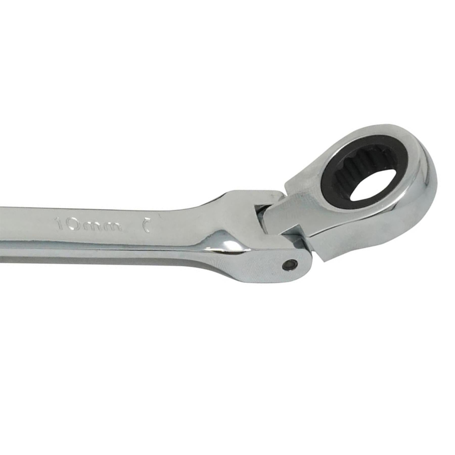 10mm Flexible Head Ratchet Metric Spanner Open End & Ring Chrome Plated for Corrosion Resistance By Dapetz - Image 8